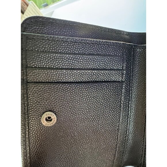 NEW Saint Laurent Black Cassandre Matelasse Compact Zip Flap Wallet Leather - Picture 8 of 16